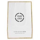 モダン縁どカスタム金ゴールドロゴ ミディアムペーパーバッグ (裏面)