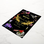 モダン縁どカラフル幾何結婚フローラ 箔招待状 (回転した状態)