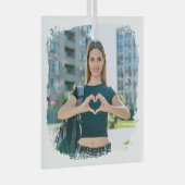 モダン縁どグランジ写真 ガラスオーナメント (正面右)