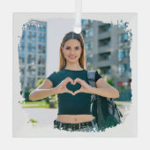 モダン縁どグランジ写真 ガラスオーナメント (裏面)