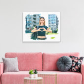 モダン縁どグランジ写真 キャンバスプリント (インサイチュ (リビング))