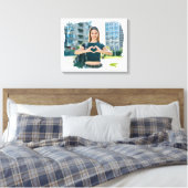 モダン縁どグランジ写真 キャンバスプリント (インサイチュ (寝室))