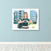 モダン縁どグランジ写真 キャンバスプリント (インサイチュ (ウッドフロア))