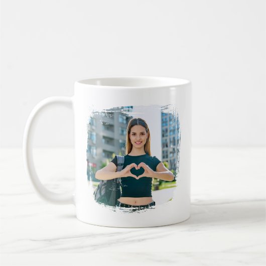 モダン縁どグランジ写真 コーヒーマグカップ (左)