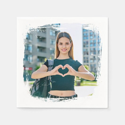 モダン縁どグランジ写真 スタンダードカクテルナプキン (正面)