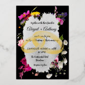 モダン縁どスタイリッシュ 箔招待状 (正面)