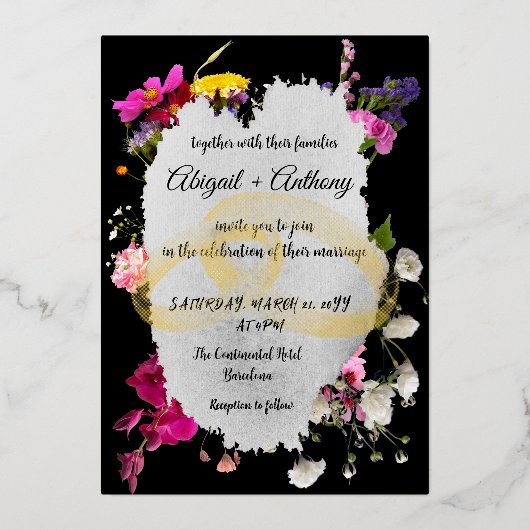 モダン縁どスタイリッシュ 箔招待状 (正面)