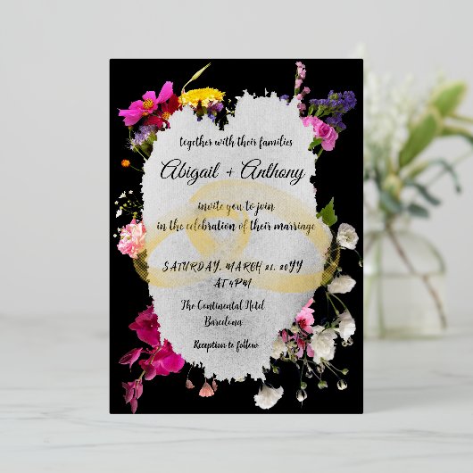 モダン縁どスタイリッシュ 箔招待状 (立ち正面)