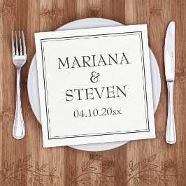 モダン縁どミニマル白黒ナプキン スタンダードランチョンナプキン