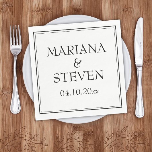 モダン縁どミニマル白黒ナプキン スタンダードランチョンナプキン