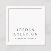 モダン縁どミニマル薄い白色または色 スクエア名刺 (正面)