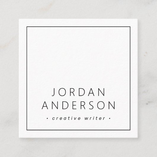 モダン縁どミニマル薄い白色または色 スクエア名刺 (正面)