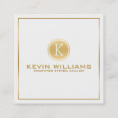 モダン縁どミニマル金ゴールド スクエア名刺 (正面)