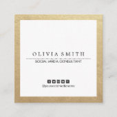 モダン縁ど金ゴールド用ソーシャルメディア スクエア名刺 (正面)