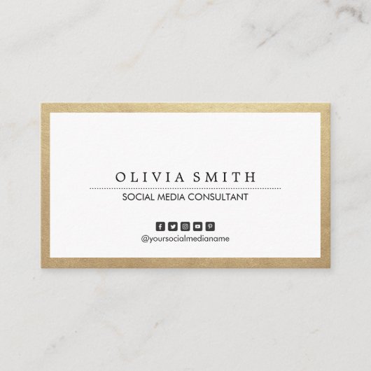 モダン縁ど金ゴールド用ソーシャルメディア 名刺 (正面)