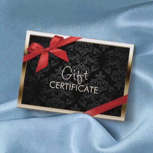 モダン縁ど金ゴールド黒ダマスク商品券 割引カード