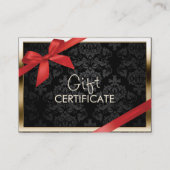 モダン縁ど金ゴールド黒ダマスク商品券 割引カード (正面)