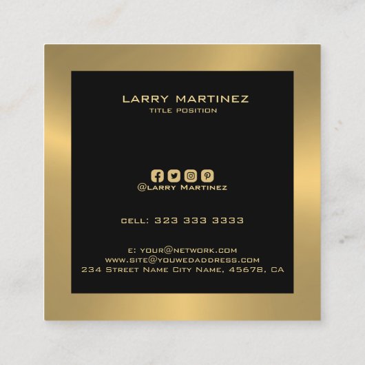 モダン縁ど金ゴールド スクエア名刺 (裏面)