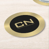 モダン縁ど金ゴールド ラウンドペーパーコースター (アングル)