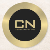 モダン縁ど金ゴールド ラウンドペーパーコースター (正面)