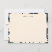 モダン縁ど青の水色の花タイポグラフィ ノートカード (正面)