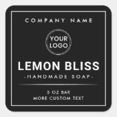 モダン縁ど黒の追加ロゴの正方形の製品ラベル スクエアシール (正面)