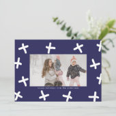 モダン縁どBlue White Christmas Photoキス シーズンカード (スタンド正面)