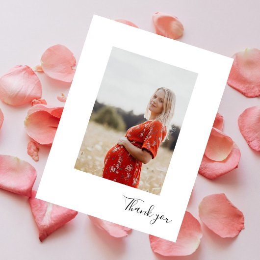 モダン縦型写真ベイビーシャワー感謝カード ポストカード