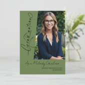 モダン縦書きフォト卒業式 招待状 (スタンド正面)