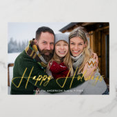 モダン署名スクリプトの緑の写真 箔シーズンカード (正面)