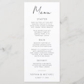 モダン署名スクリプト白黒結婚の メニュー (正面)