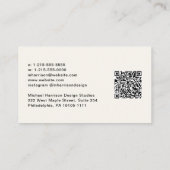 モダン署名スクリプトQRコードプロフェッショナルクリーム 名刺 (裏面)