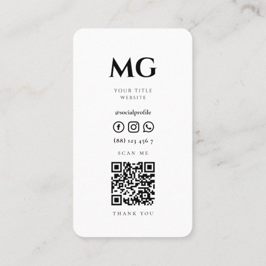 モダン署名プロフェッショナル白エレガント色 名刺 (裏面)