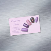 モダン美しいガーリーサロンパープルネイルアーティスト マグネット名刺 (インサイチュ)