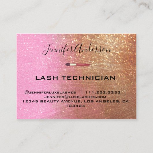 モダン美しいサロングリッター金ゴールドピンク 名刺 (裏面)