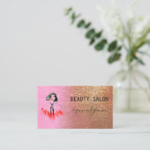 モダン美しいサロングリッター金ゴールドピンク 名刺 (スタンド正面)