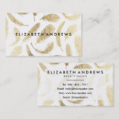 モダン美しいサロンフェイク金ゴールドエレガント羽 名刺 (正面/裏面)