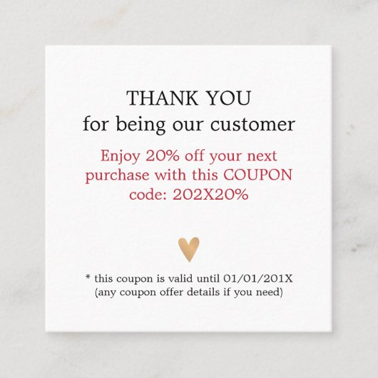 モダン美しいシンプルサロンサンキュークーポンサンキュークーポン 割引カード (正面)