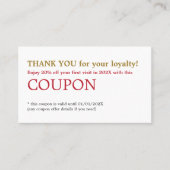 モダン美しいシンプルサロンサンキュークーポンサンキュークーポン 割引カード (正面)