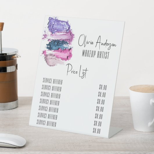 モダン美しいスウォッチメイクアップアーティスト価格表 台座サイン (インサイチュ)