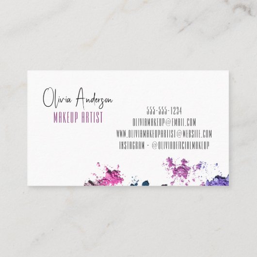 モダン美しいスウォッチメイクアップアーティスト 名刺 (裏面)