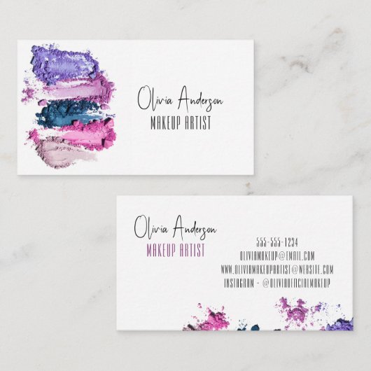 モダン美しいスウォッチメイクアップアーティスト 名刺 (正面/裏面)