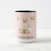 モダン美しいパステルピンクキッド名 ツートーンマグカップ (中央)