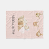 モダン美しいパステルピンクキッド名 フリースブランケット (正面(横))