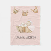 モダン美しいパステルピンクキッド名 フリースブランケット (正面)