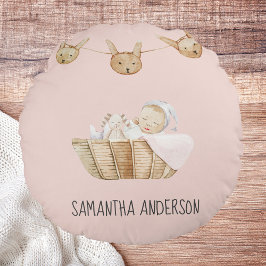 モダン美しいパステルピンクキッド名 ラウンドクッション