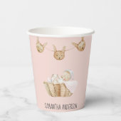 モダン美しいパステルピンクキッド名 紙コップ (裏面)