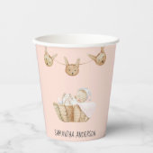 モダン美しいパステルピンクキッド名 紙コップ (正面)