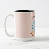 モダン美しいパステルピンクシープ&キッド名 ツートーンマグカップ (左)