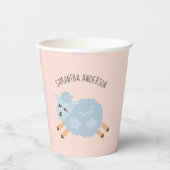 モダン美しいパステルピンクシープ&キッド名 紙コップ (正面)